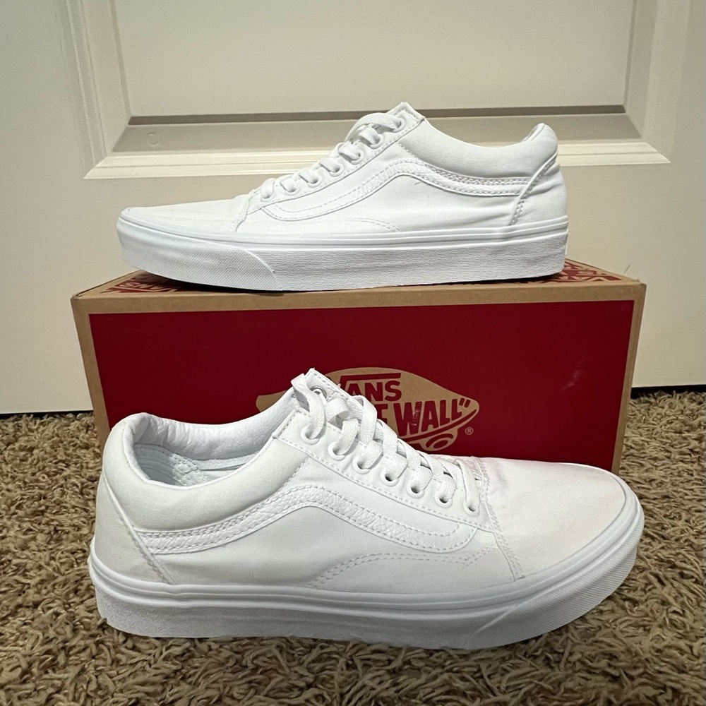 White vans old school size 10